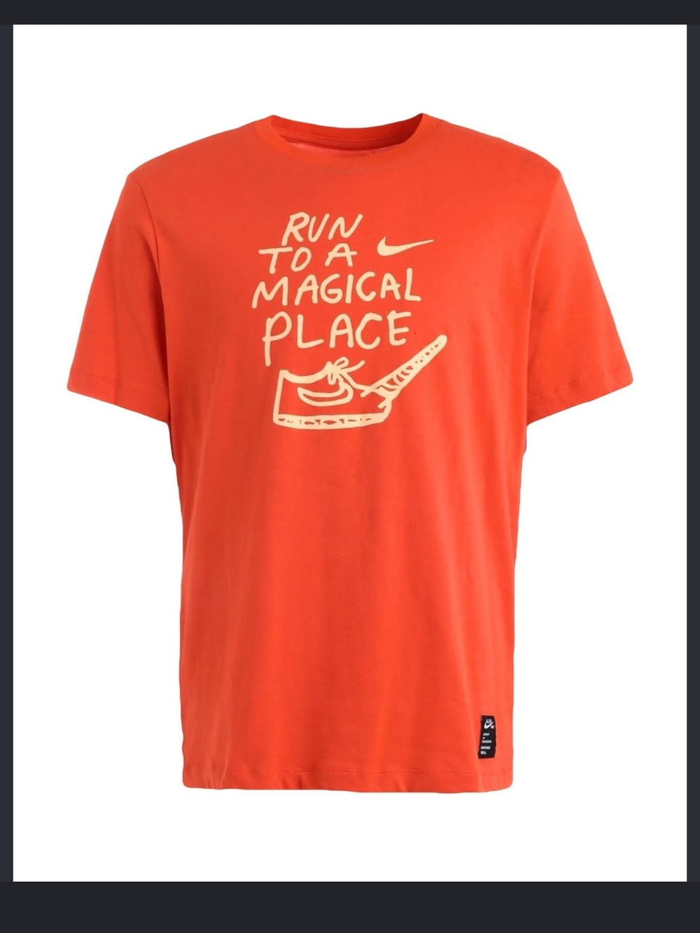 Nike Orange 'Run to a Magical Place' Nathan Bell Men's Dri FIT T-Shirt men’s SM